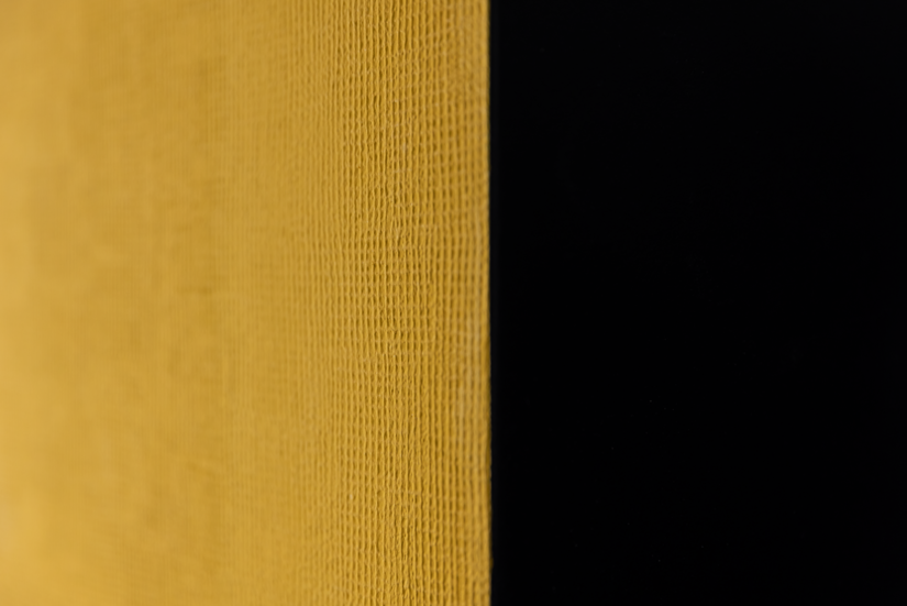 Color and structural contrast: Honey yellow to black and smooth to textured wall surface. While the substrate in the black area was smoothed with the Briplast Powerfill 1891 spray filler, Pat Remont Bud applied the Relief S 3490 wall covering before the final coat was applied to the colored area.