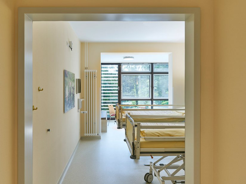 Each patient room has been expanded and now also has room for visiting parents to bed down overnight; the beds transform into sofas during the day.