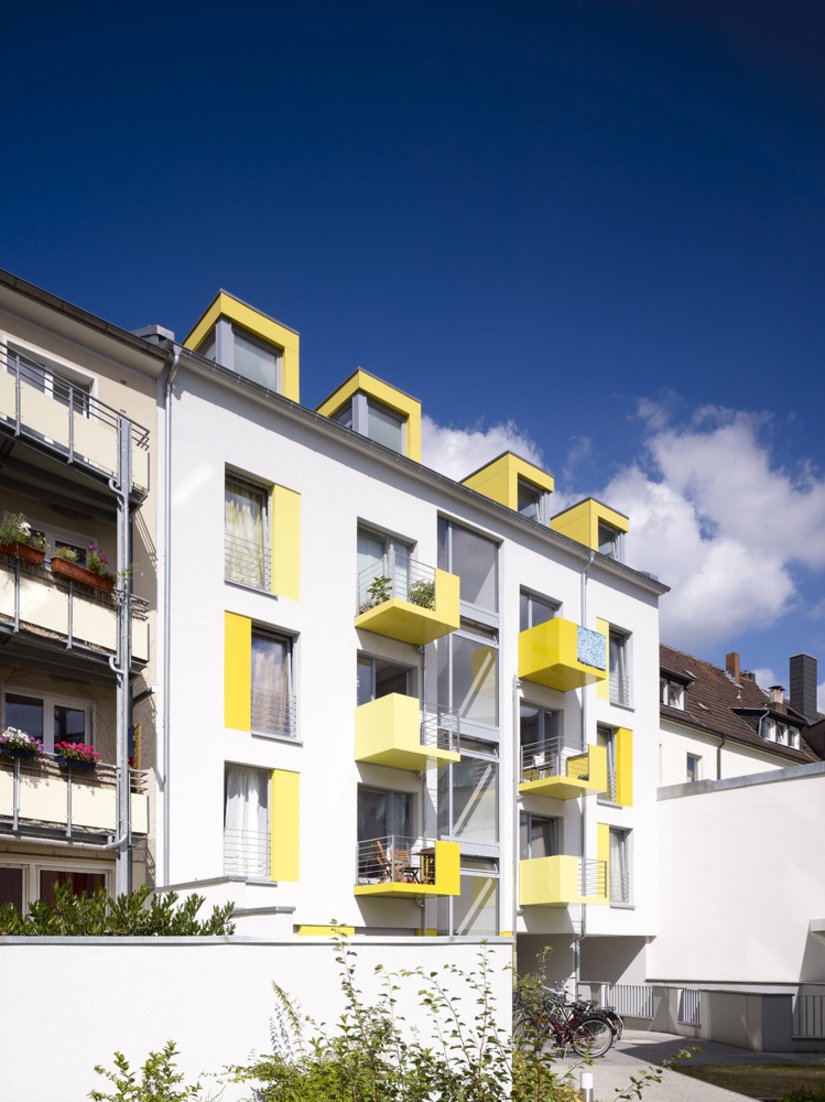 The new student residence viewed from the courtyard side.