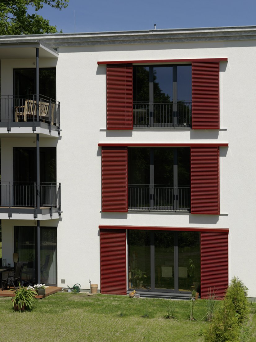 Detail view of windows and shutters.