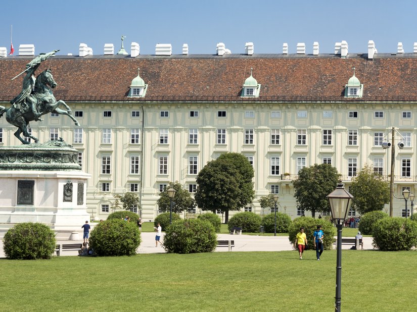 The Leopoldine wing is one of the biggest and oldest parts of the Hofburg Palace in Vienna.
