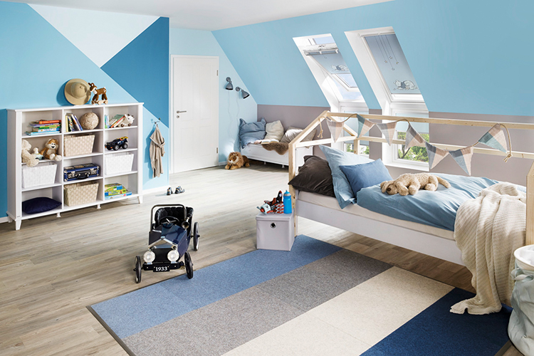 Children's room, blue wall paint